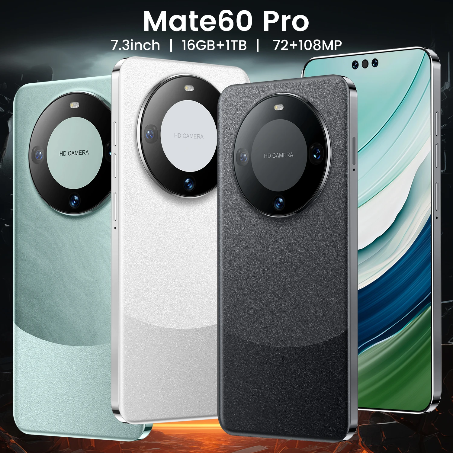 2023 hot selling Mate60pro 7.3inch large screen Android13 mobile phones with multiple colors available best gift cell phone