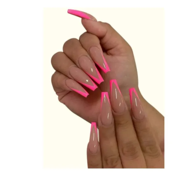 2021 Wholesale 24 Pcs Full Cover Long False Artificial Nails Customized Press on Nails  With Private Label Packing Box