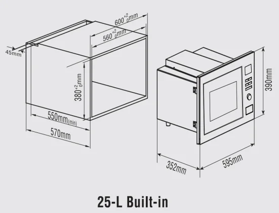  25L торговая микроволновая печь встроенный homeappliances системы