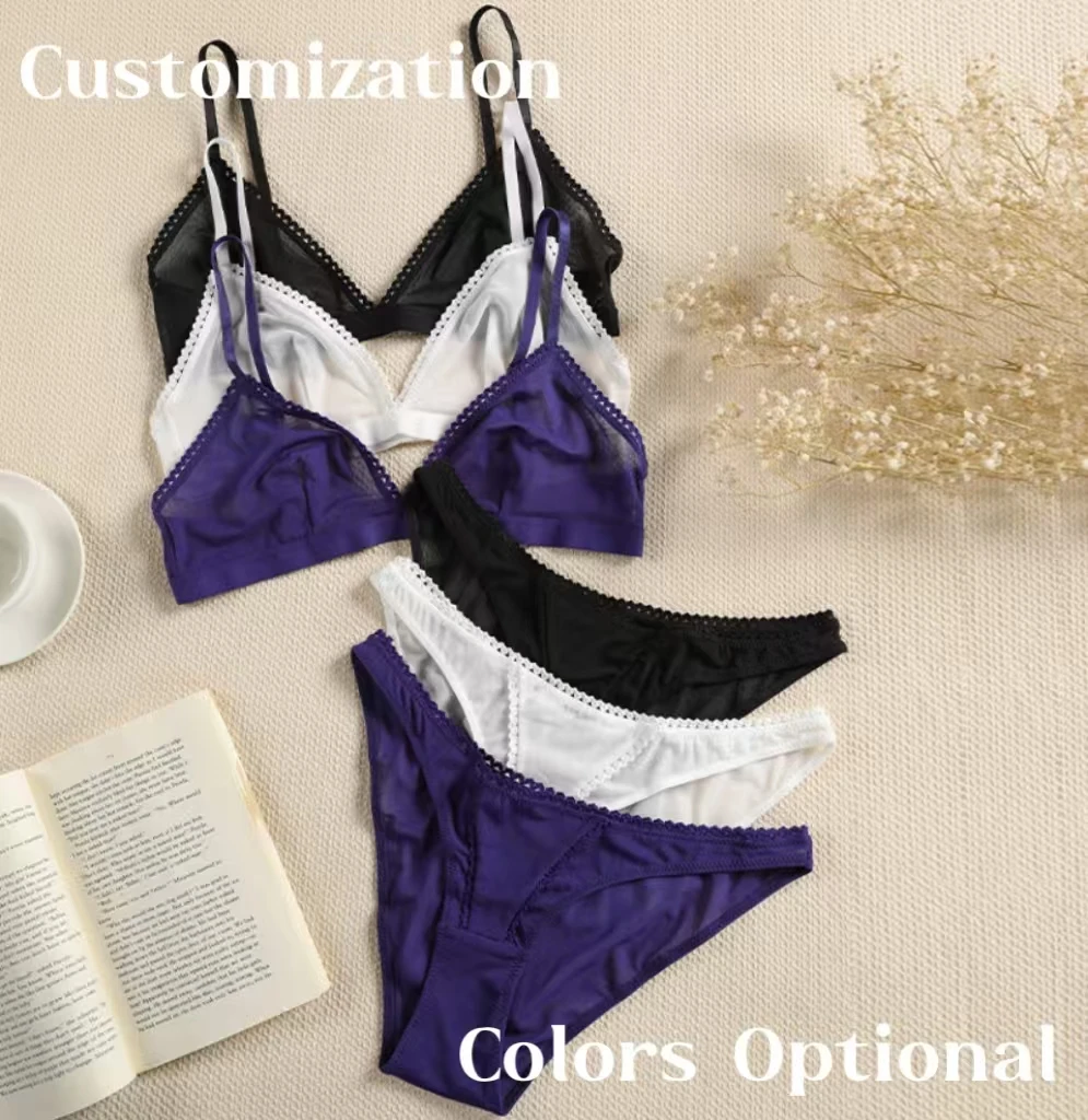 Прозрачный женский бюстгальтер трусики Комплект сексуальные женские