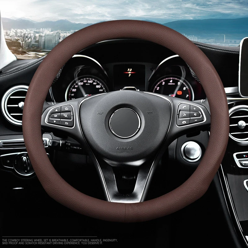Flexible Not Easy Aging And Anti-skid Car Genuine Leather Wholesale Steering Wheel Cover