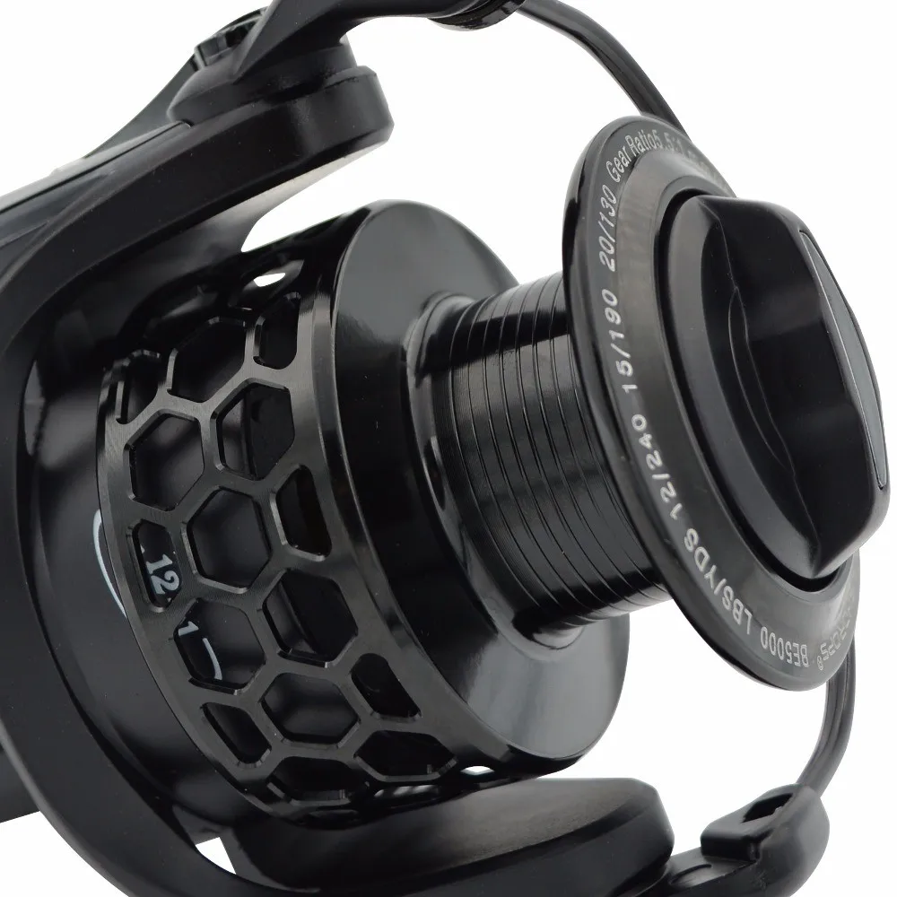 Fishdrops Hot Sale Spinning Black Metal 12bb Saltwater Lightweight Pesca Size 1000-7000 Fishing Wheel Coil Fishing Reels