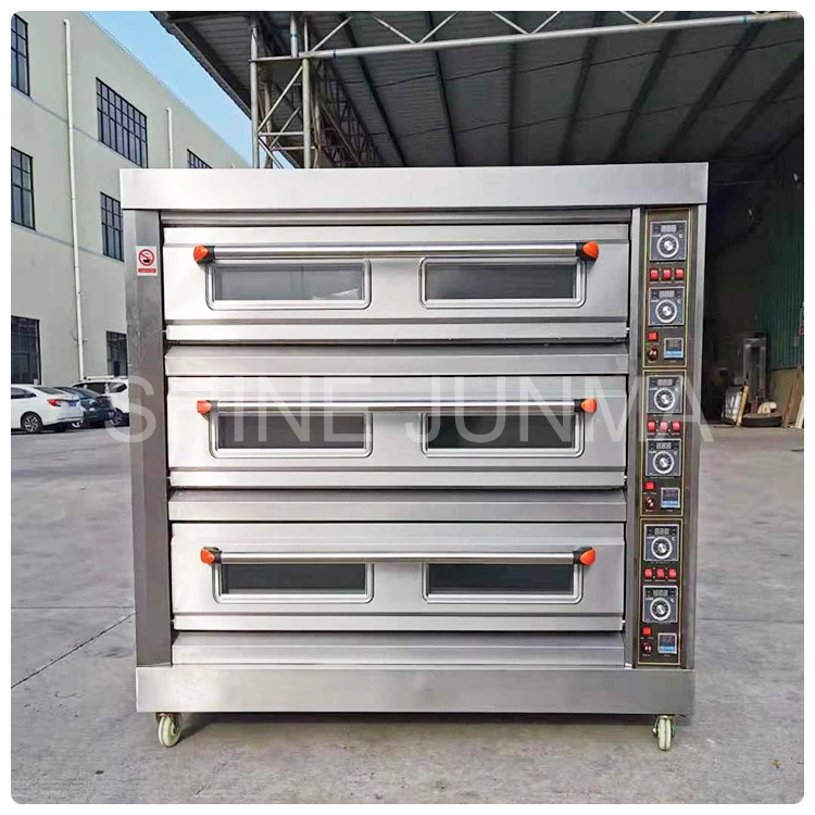 guangdong 3 deck 9 tray industrial baking machine commercial oven bakery equipment electric deck oven gas bread oven