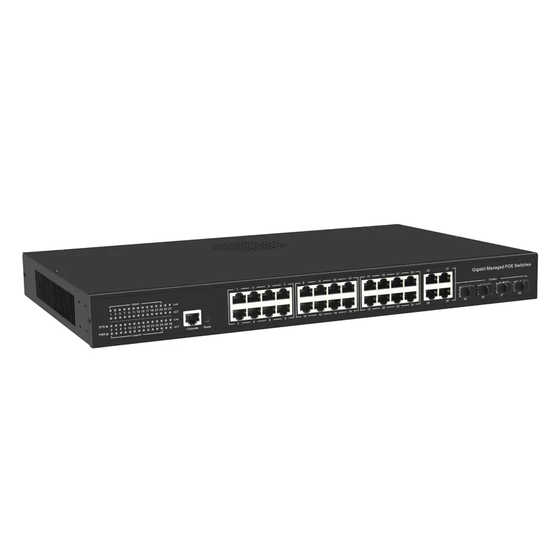 Управляемая сеть L2 24 порта 1000 Мбит/с Poe Ethernet коммутатор с 2 гигабитными сетями SFP из оптического волокна по заводской