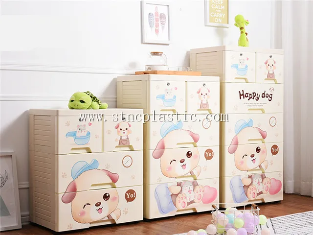 pp plastic clothes storage drawer 5 tier cupboard with two locks wardrobe for baby