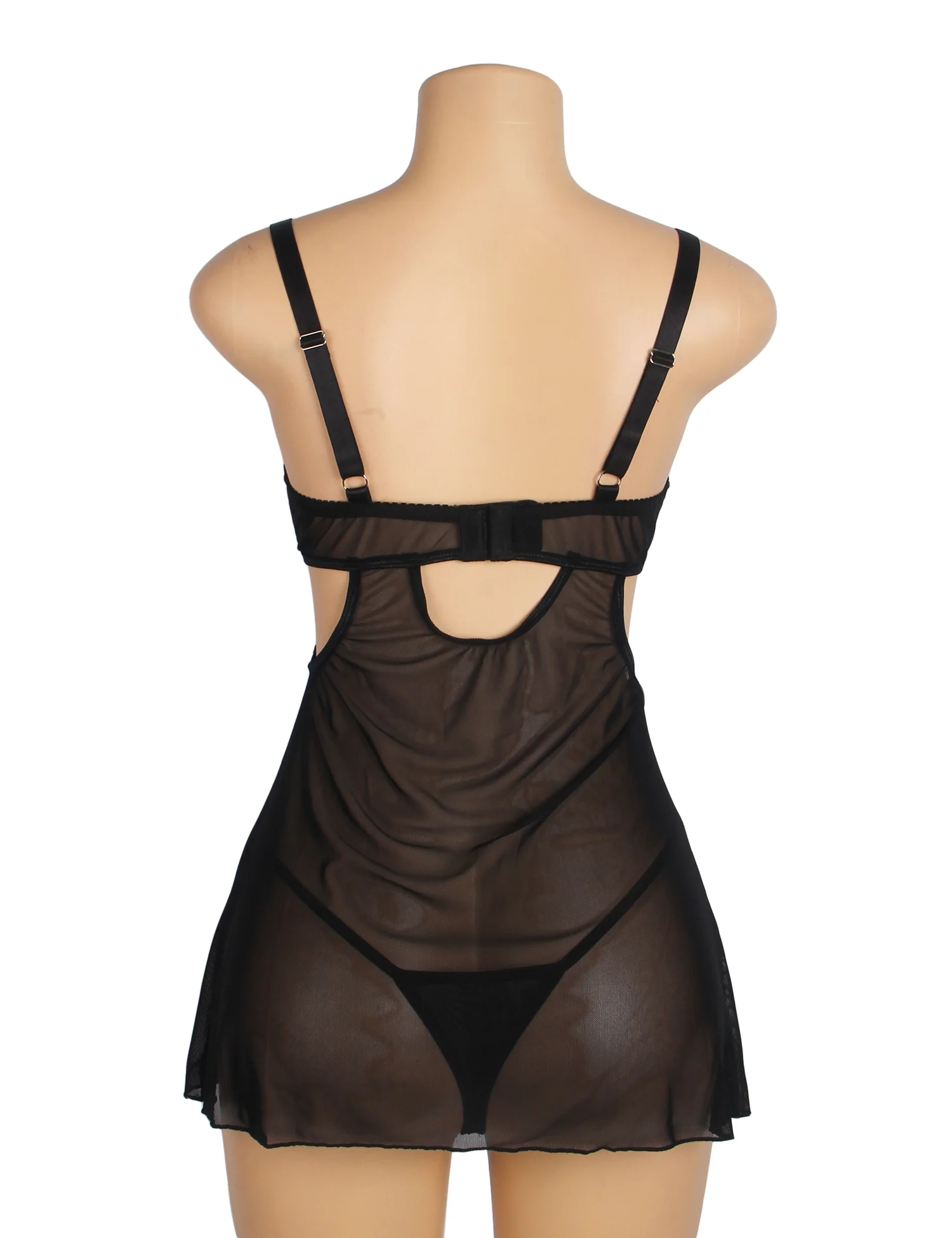 Black Sexy Mesh Floral Embroidery Lift Bra Suspender Costume Ladies Flirting Nightdress Sleepwear Sex Lingerie