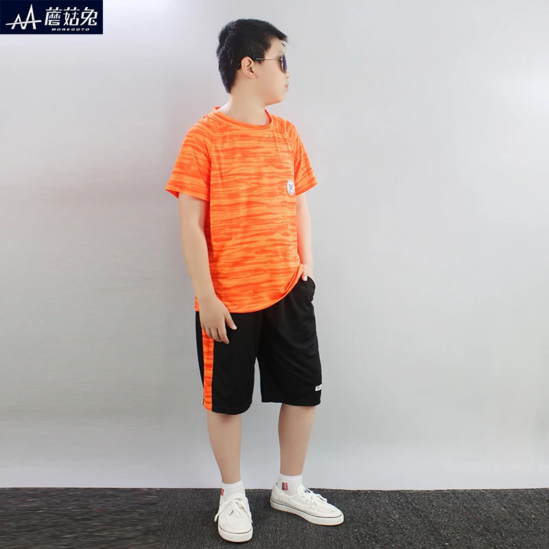  Новый дизайн детская спортивная одежда комплекты одежды для спортзала мальчиков комплект футболка и шорты костюм больших 11 лет