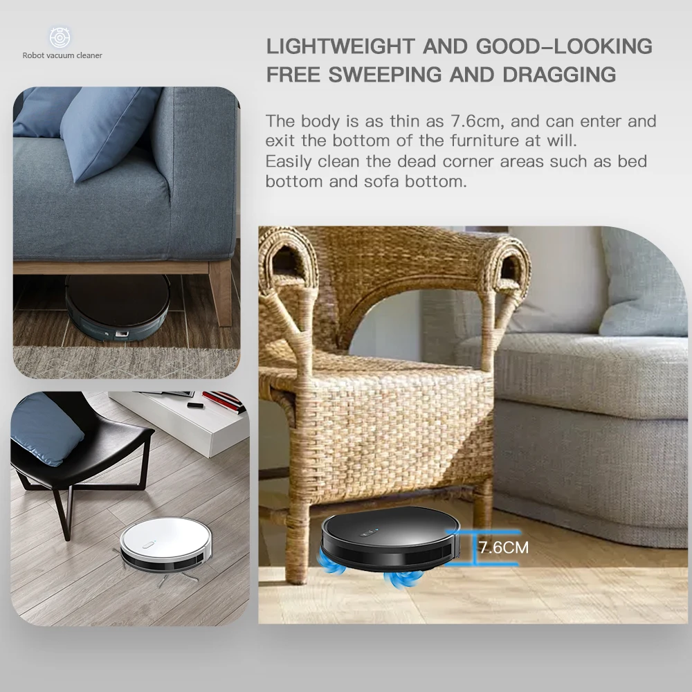 Robot Vacuum Cleaner  Smart Automatic Rechargeable Mop 2700Pa Suction Hard Floor Sweeping  Cleaning Sweeping Mop Aspiradora