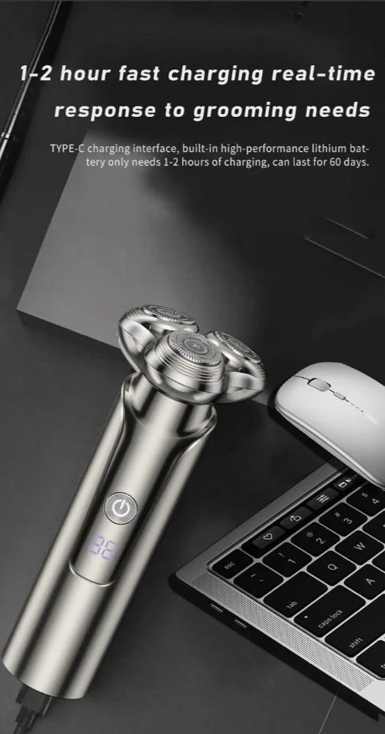 High-Power Multi-Functional USB Rechargeable and Washable for Face and Whole Body Electric Shaver Use in Household