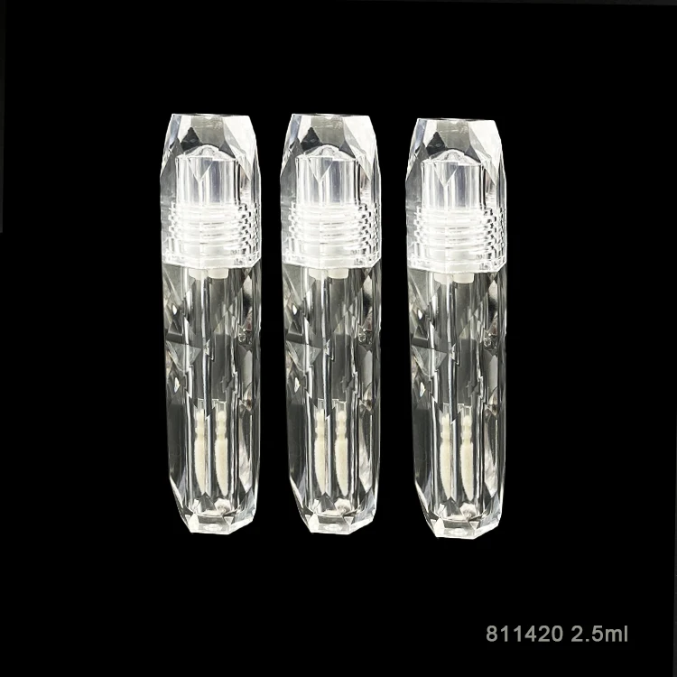 2.5ml Empty clear mini shiny plastic lipgloss tube