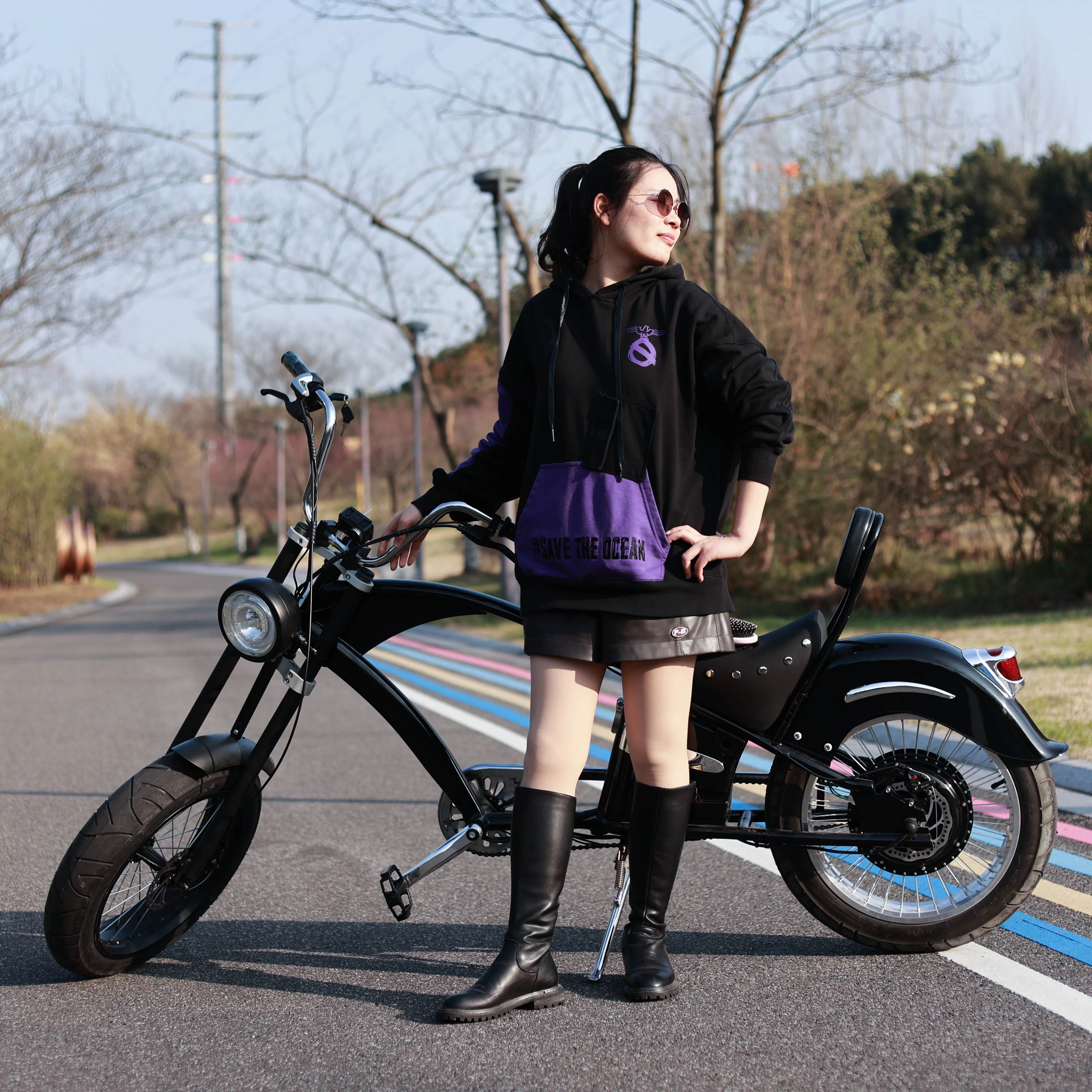 
smilo eChopper new chopper motorbike with aluminum frame 48V lithium battery and suspension chopper fork 