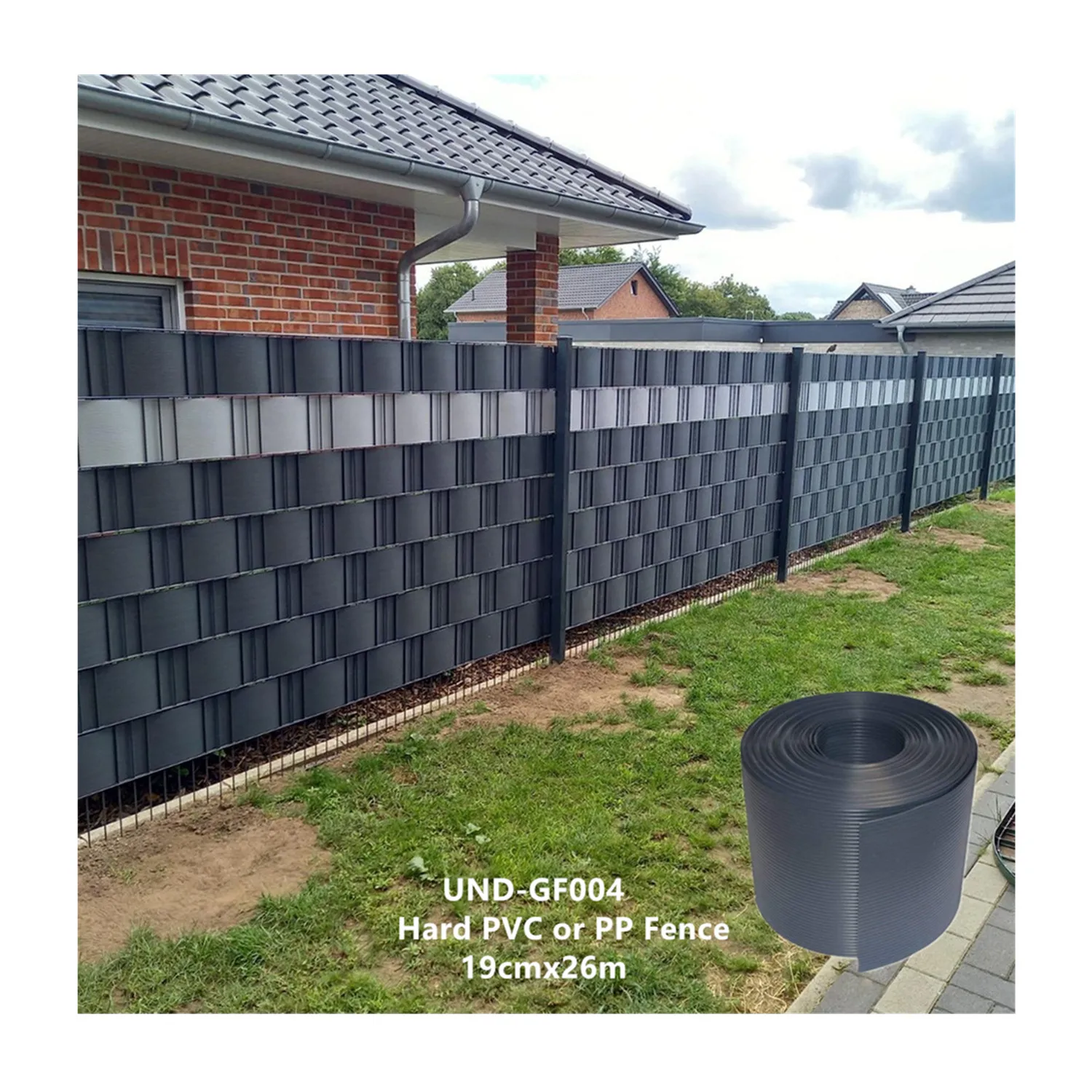 UNEED 19cm*26m Hard PVC Strip Fence PP Tape Fence for Privacy Screen Garden Fence Decoration