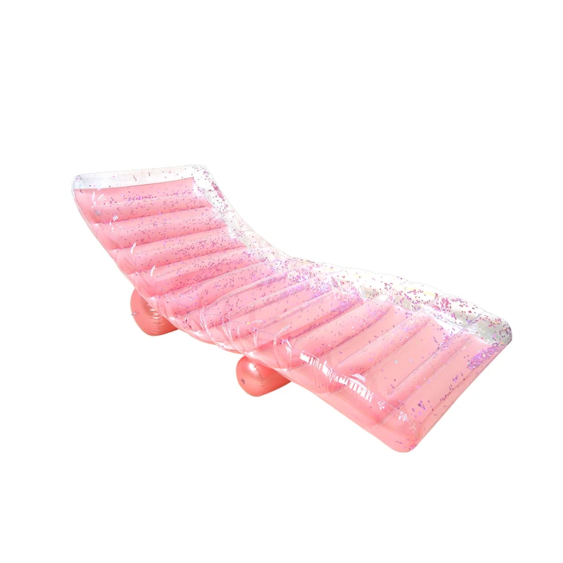 New design large pool lounge with glitter inside S shape pool float raft air mattress for water party