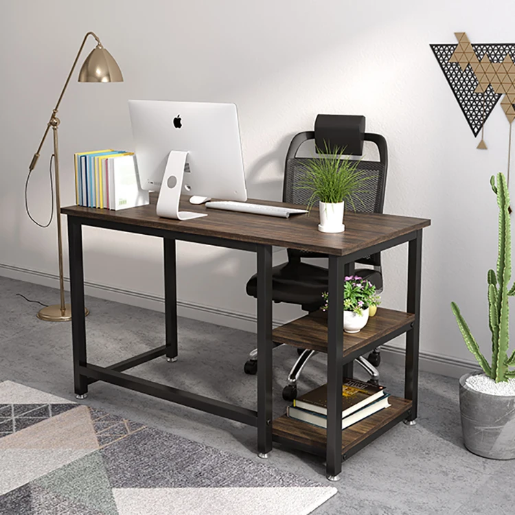 Мебель Vekin, современный промышленный компьютерный стол для дома и офиса, маленький учебный стол с деревянными полками для хранения