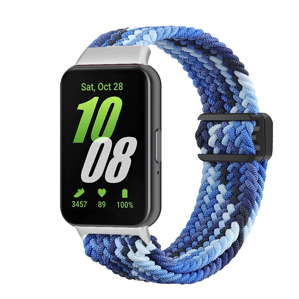 Magnetic Buckle Elastic Nylon Loop for Galaxy Fit 3 Adjustable Braided Wristband for Galaxy Fit3 smart Magnetic Braided Bracelet