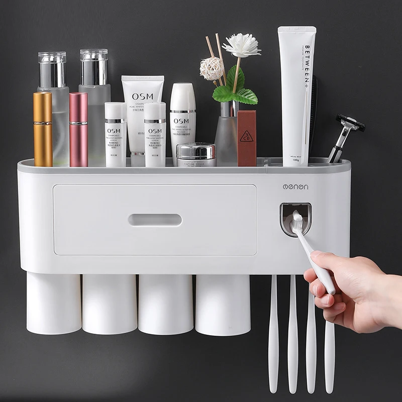 2021 Factory Price Bathroom Sets Toothpaste Dispenser And Toothbrush Holder