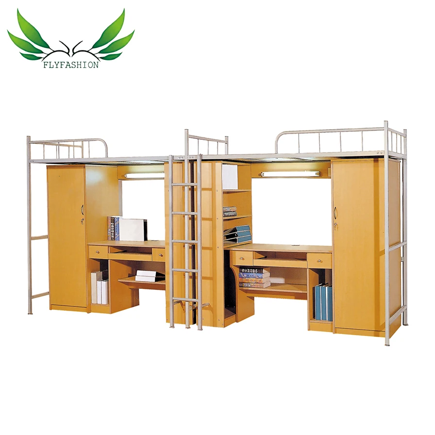 Student bunk bed with study table/metal bunk bed with desk