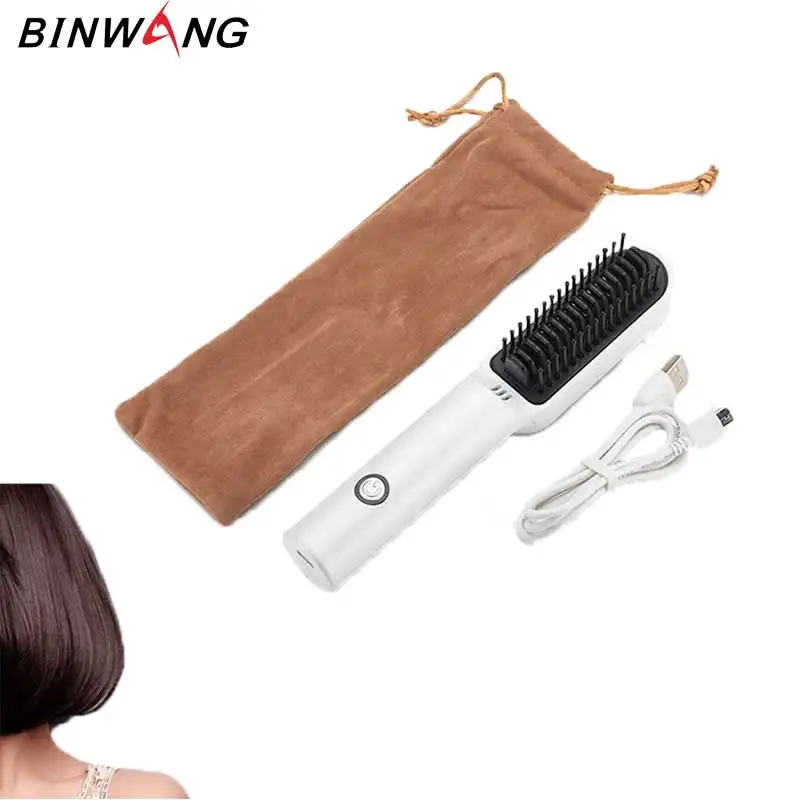 
Amazon hot selling beard straightener usb battery support electric hair brush for household use  (1600224181496)