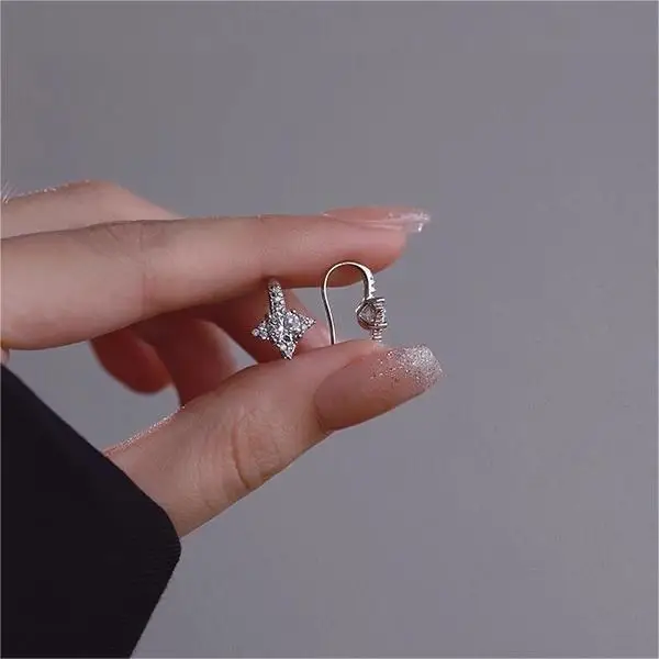 MOSSANYSTAR Silver Jewelry Classic Hoops Back Diamond Women Stud Earrings 925 silver fashion jewelry vvs moissanite earrings