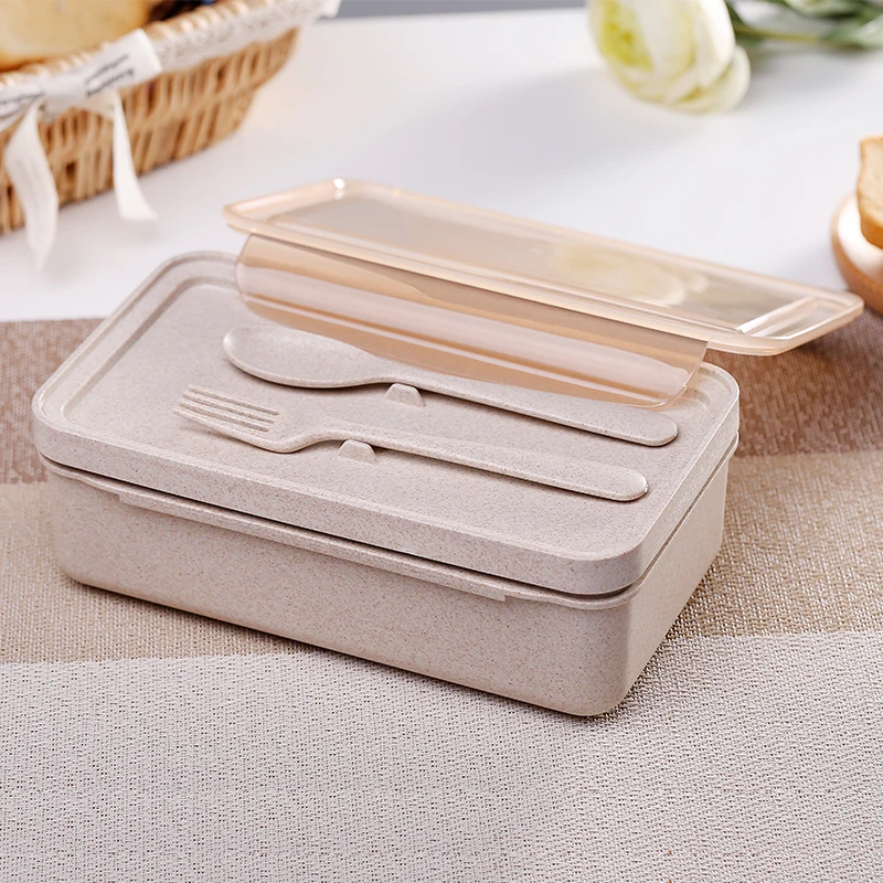 HaiXin Eco Friendly Wheat Straw Bento Lunch Box Container Takeaway Water Bottle Lunch Box Set with Bag