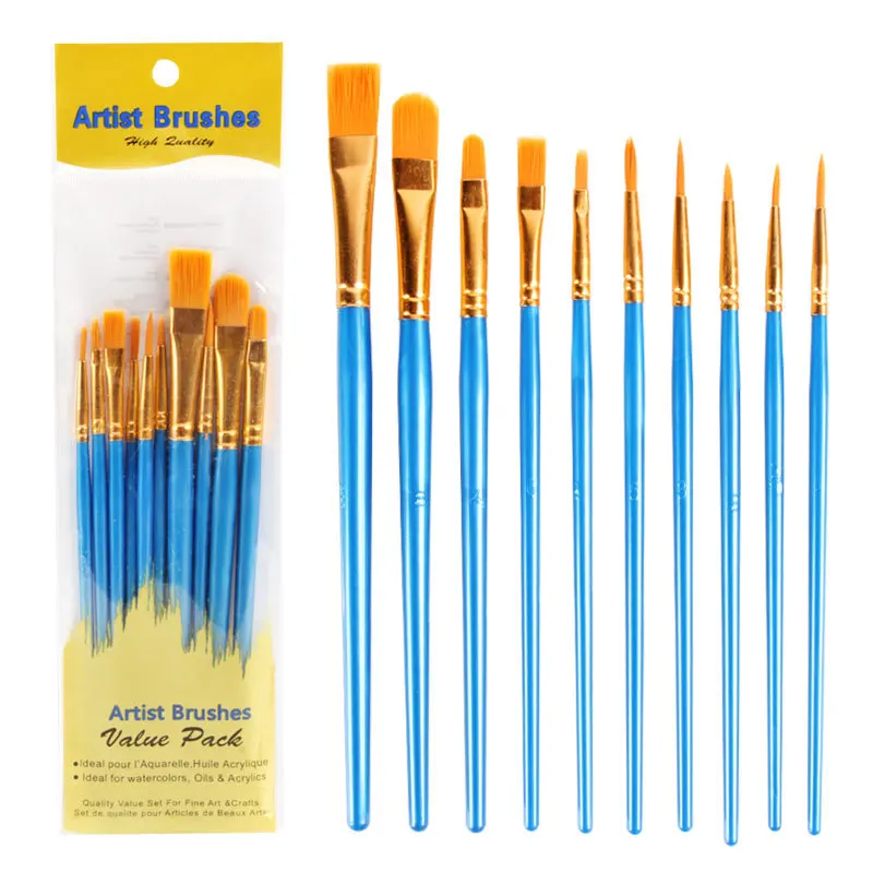 Student Painted nylon brush set 6 sets of watercolor watercolor painting pearl-oil brush makeup brush