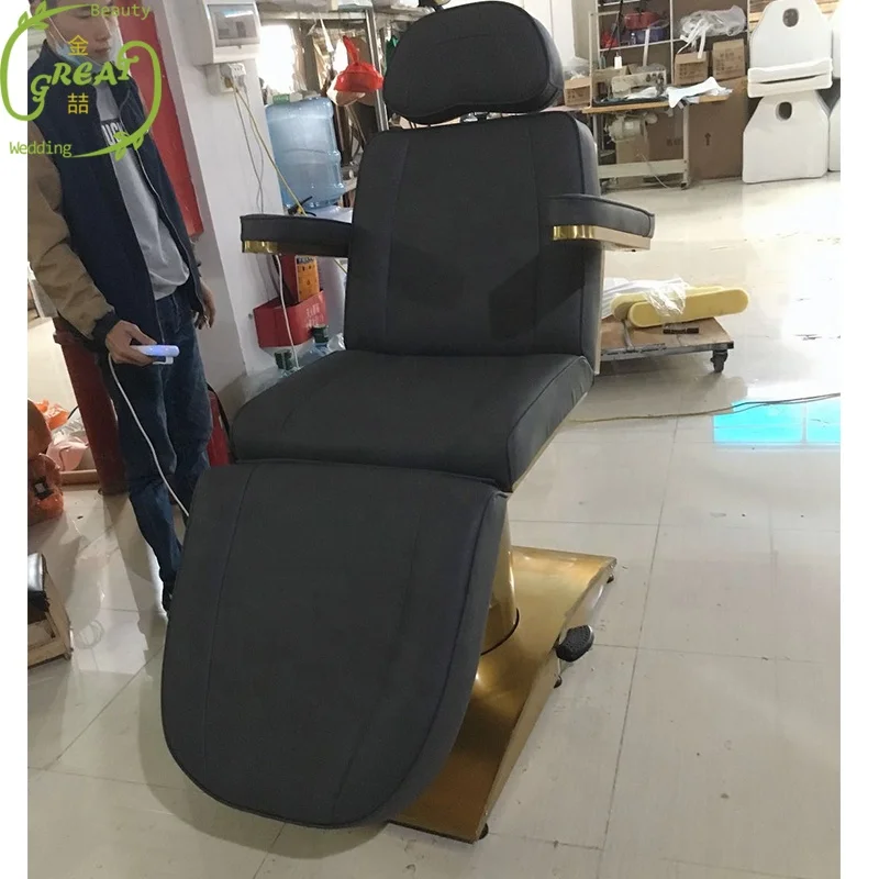 Modern Luxury Salon Massage Treatment Table Esthetician Bed Black Gold Cosmetic Electric Beauty Facial Bed With 4 Motor