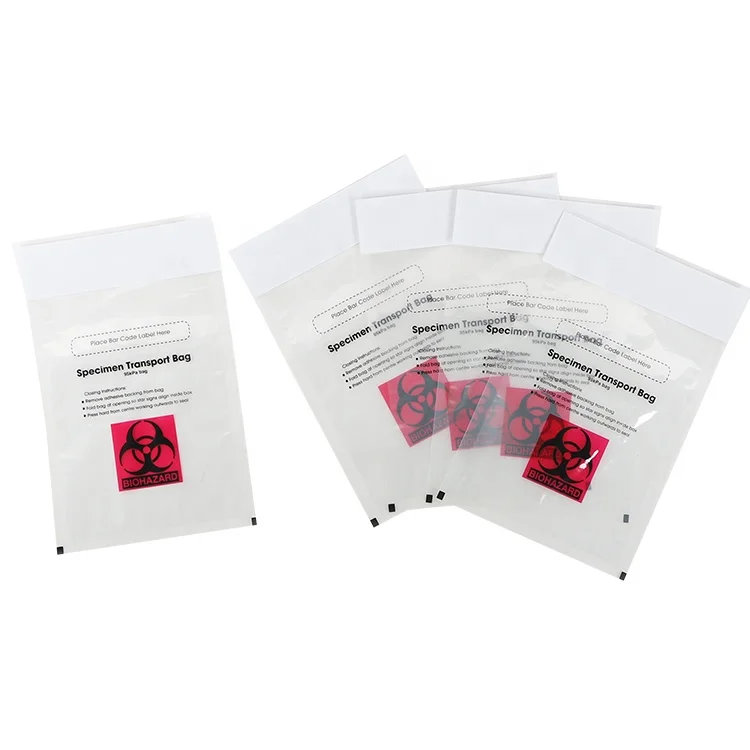 
Laboratory Specimen Transport Bags 3-wall Biohazard 95 kpa specimen bags 