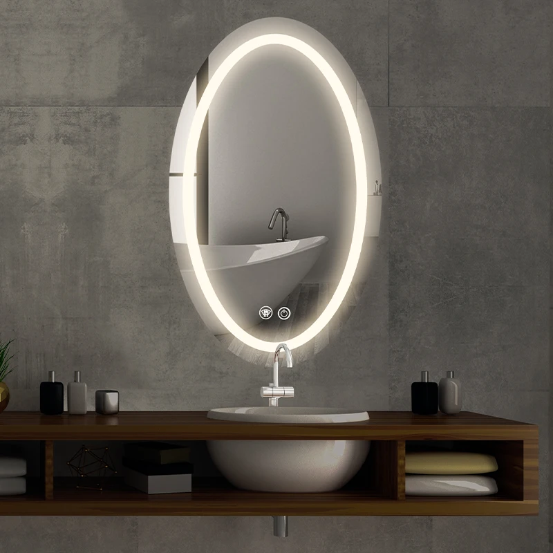 New Arrival Contemporary Wall Mounted Oval LED Bathroom Mirrors For Bathrooms