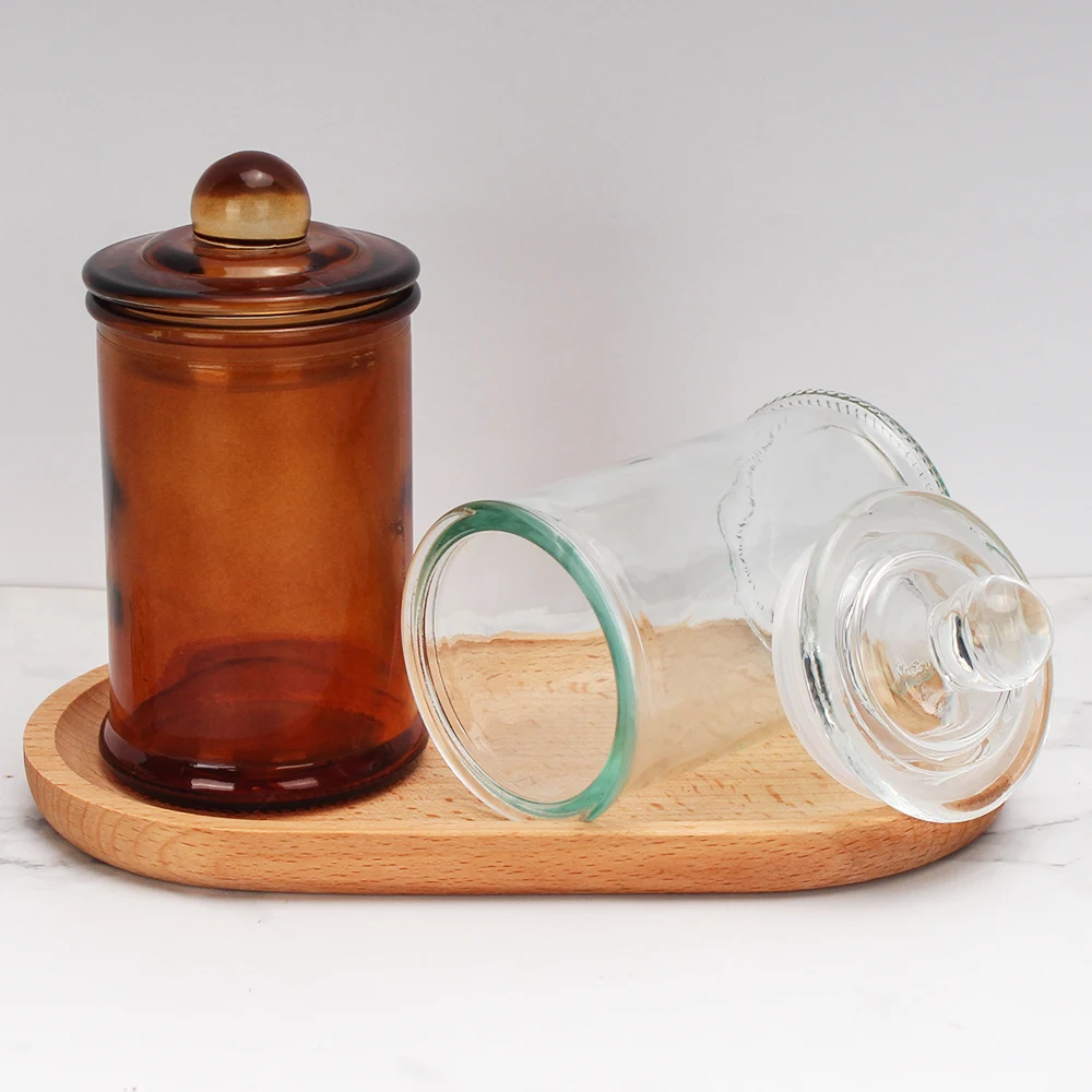 Classic 8oz Thick Glass Jars with Metal Lids Crystal Votive Candle Stick Holders Clear Round Candle Making Jars