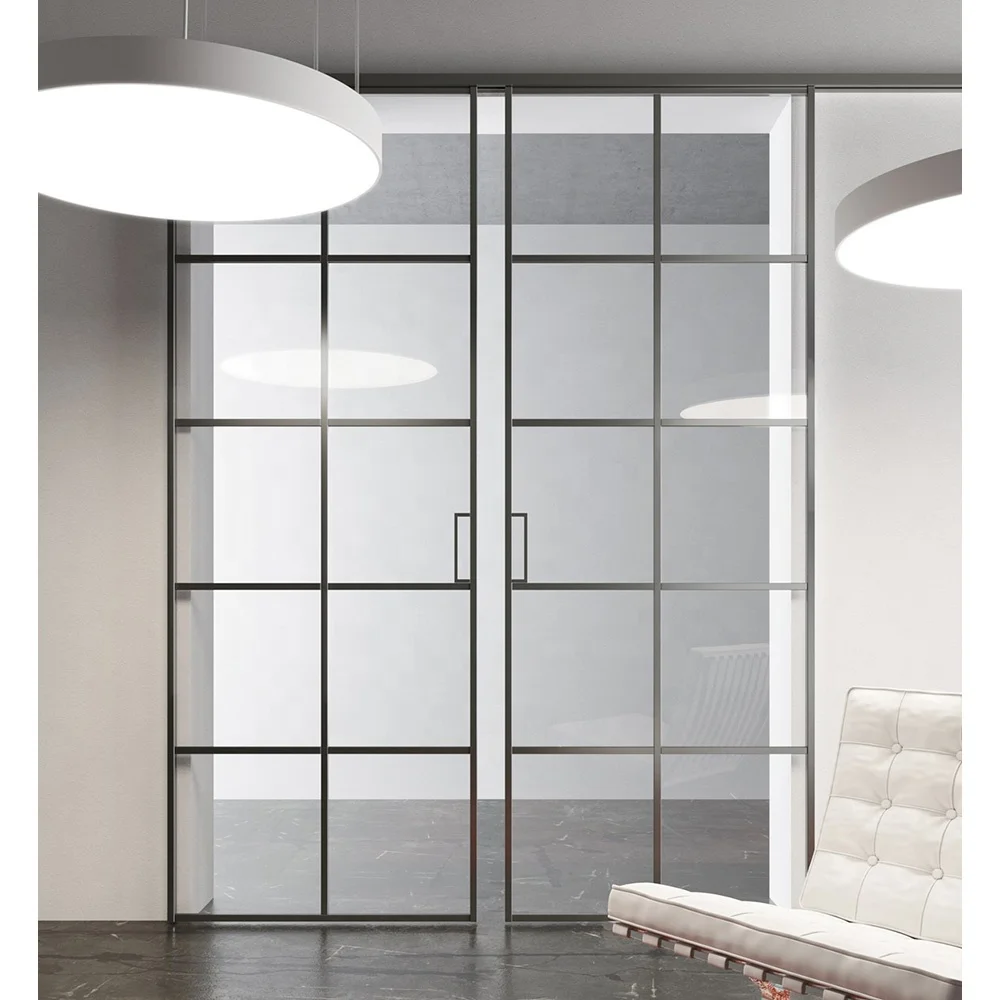 Sliding Doors Room Dividers Interior Partition Wall Mount Modern Door Roller Sliding Door High Quality Aluminum Framed Glass