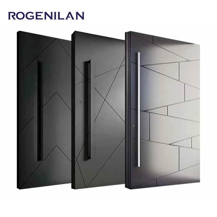 Luxury Villa Entrance Security Doors Aluminium Mental Front Exterior Doors Modern Stainless Steel Pivot Entry Doors Residential