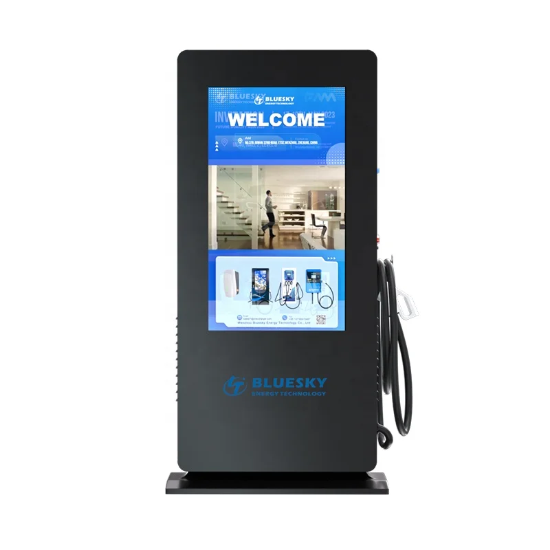 Bluesky 380v 60kw 120kw Electric Car Charging Station Fast Electric Car Dc Ev Charger Station with Advertising Screen For Car