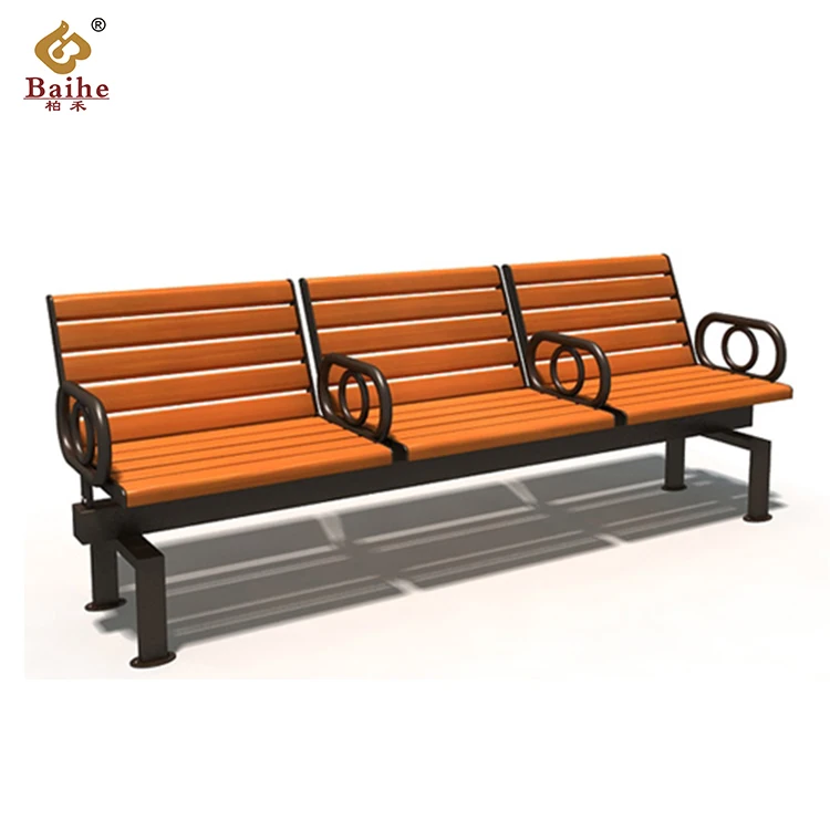 Park Courtyard Black and White Patio Modern Leisure Wooden Garden Outdoor Bench