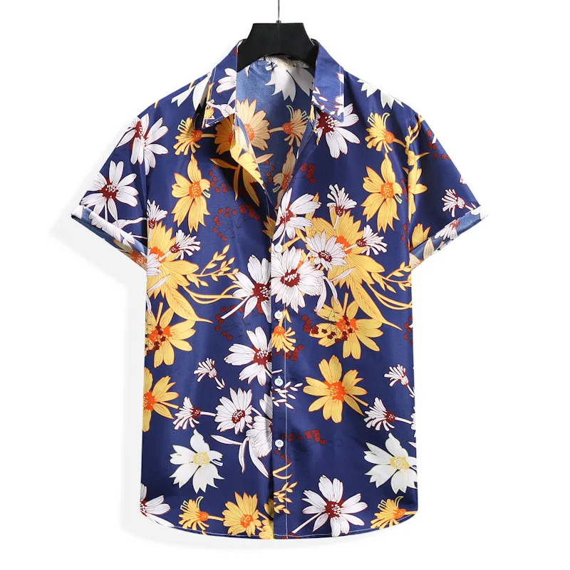 New arrivals wholesale accept custom 100% viscose short sleeve shirt floral printed vintage casual hawaiian mens shirts