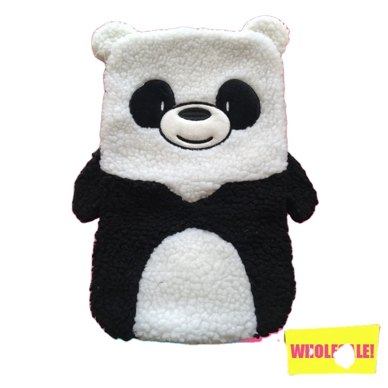 Warm therapy cute plush cartoon animal smiling penguin yarn knitting 1000ML BS rubber hotwater bottle cover with red bow