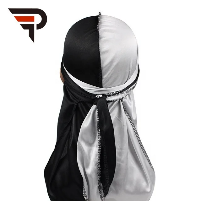 Hot selling satin silk bandana long tail pirate hat cloak hip-hop womens silk headscarf