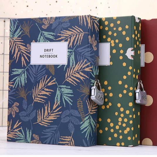 Combination lock Rambles high quality blank journal notebook Multicolor Diary with lock