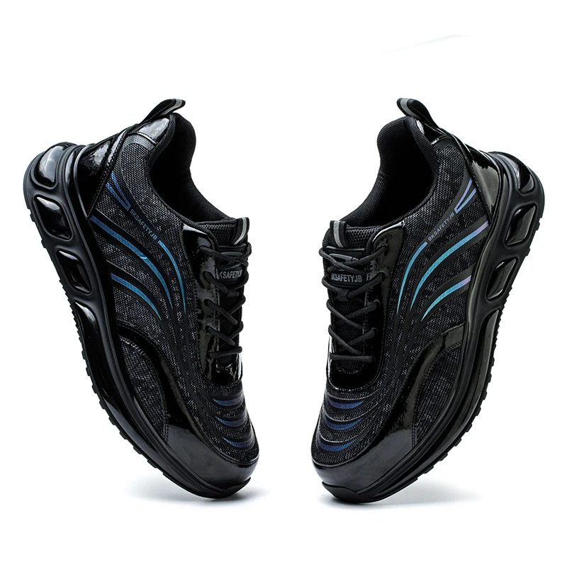 Sunland hot sale custom steel toe rubber sole work boots cheaper suede mesh breathable safety work shoes for men women