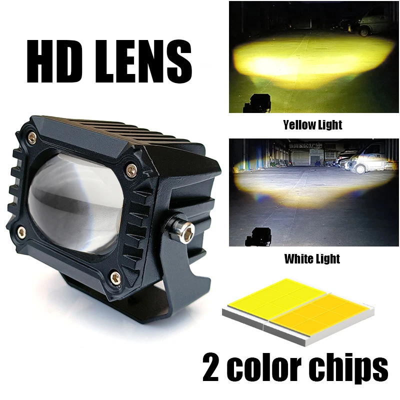 New U9 cars led headlights spotlights HD lens white&yellow led lights for motorcycle led motorcycle headlights
