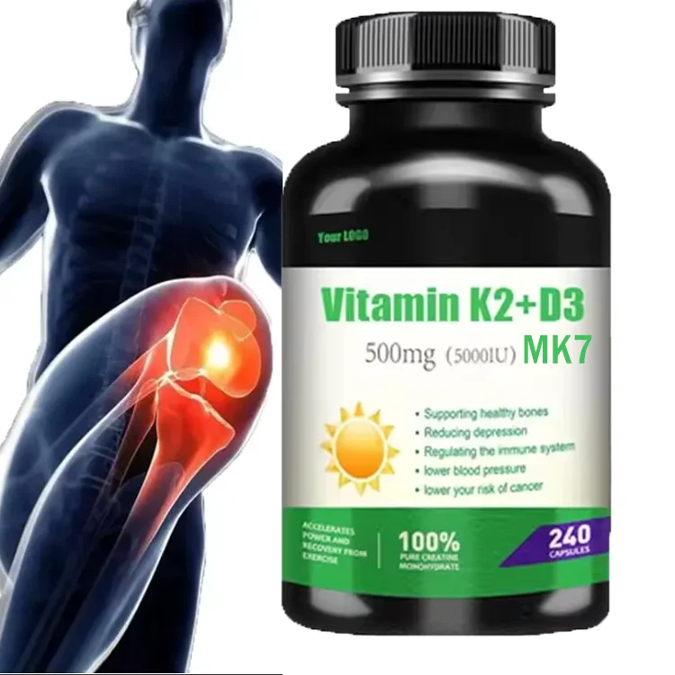 OEM Vitamin d3 K2 MK7 vegan Support Bones Healthy Heart nature Supplement Vitamin D3 + K2 MK7 Capsules