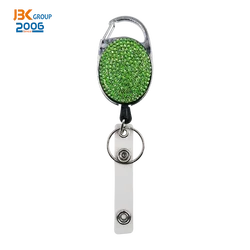 Metal Clip Key Ring Sublimation Retractable Badge Holder Reel for Medical Nurse Name Card Keychain Custom Glitter Rhinestone JBK