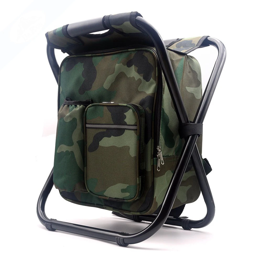 Folding Camping Chair Stool Backpack with Cooler Insulated Picnic Bag Hiking Camouflage Seat Table Bag Fishing Travel Beach BBQ