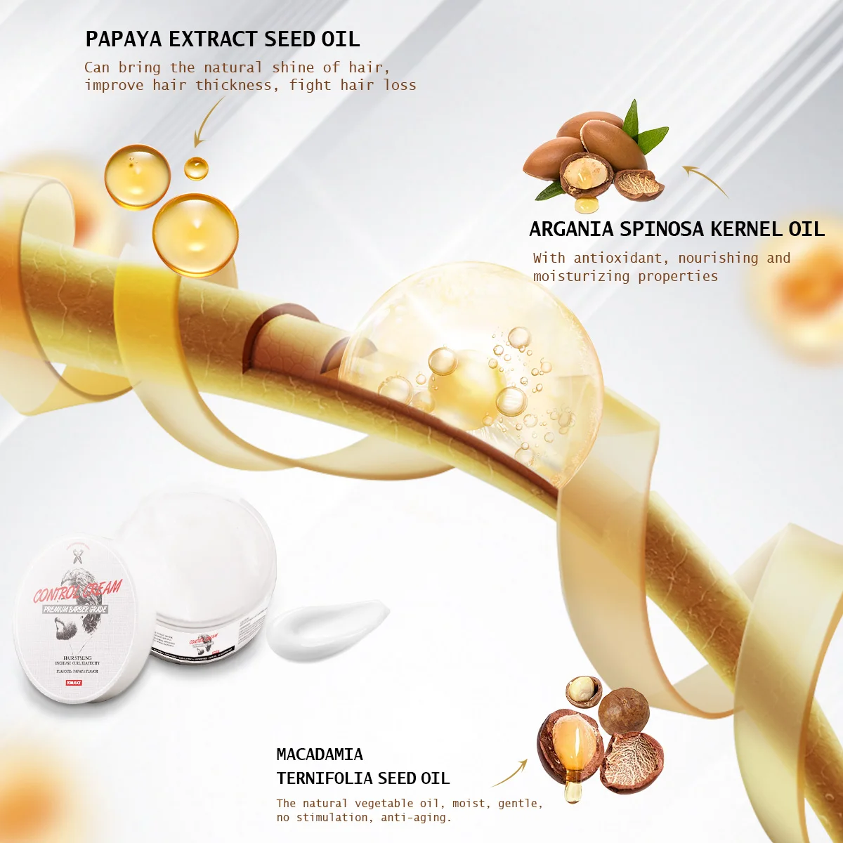 BARBERPASSION CNPC GMPC certificate beach wave control cream curly hair curl styling defining cream for men private label