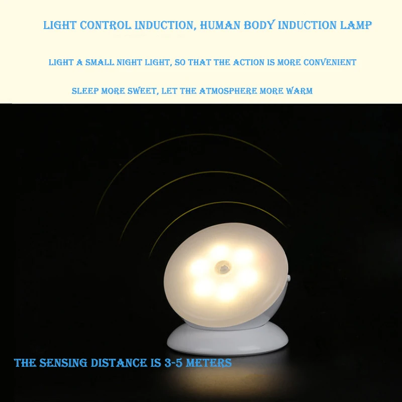 360 Degree Rotating Sensor Night Light Human Body Induction Lamp with Strong Adhesive
