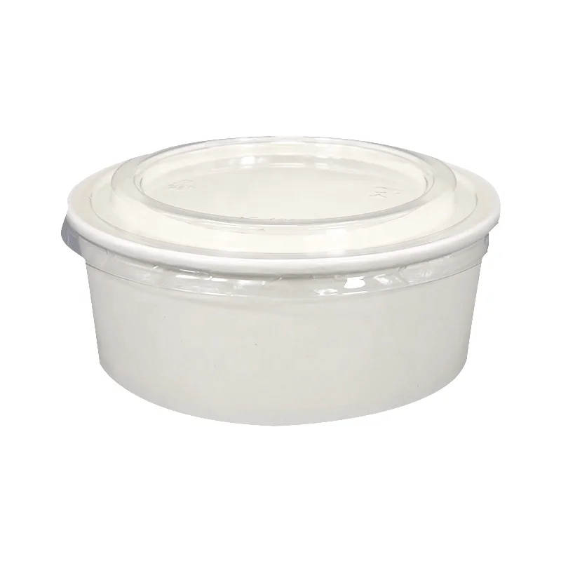 Wholesale round salad container disposable paper food packaging rice paper water bowl white paper bowl for sale