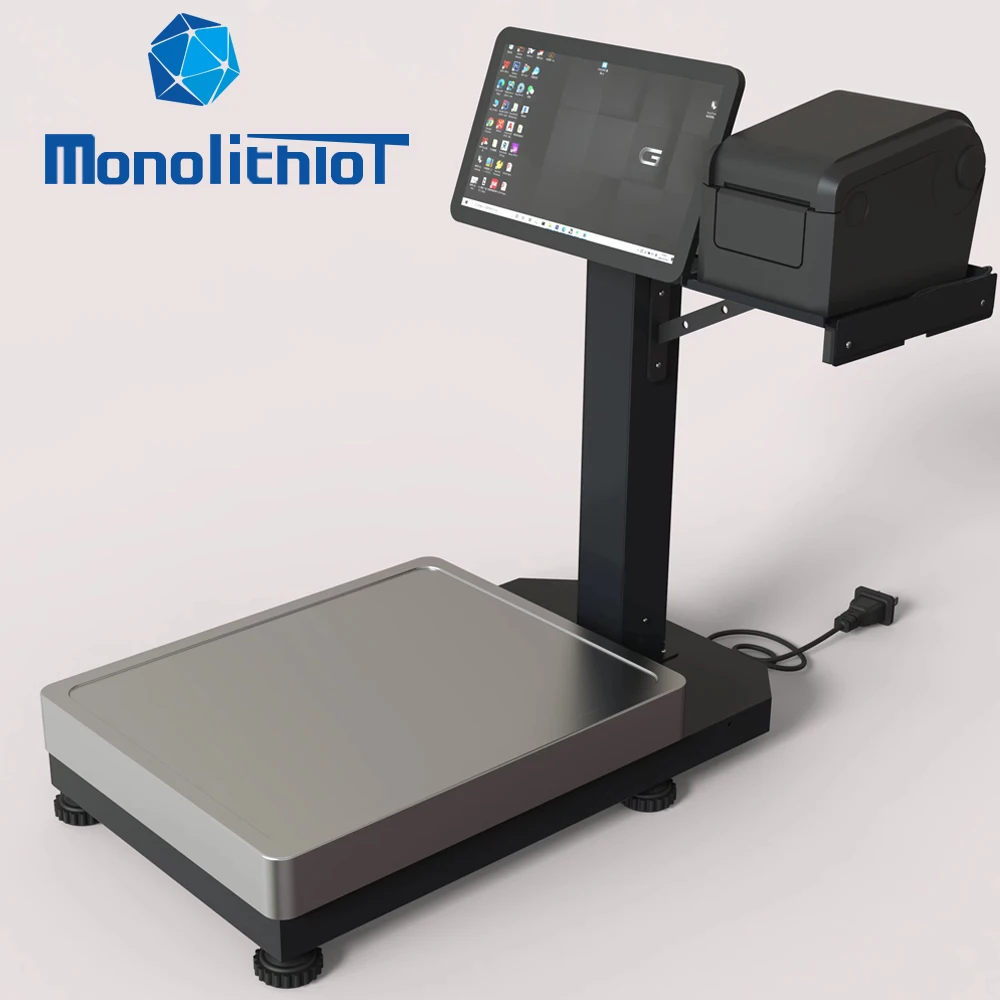 MonolithIoT Food Stores Double-screen with Printer Digital Electronic AI Android Automatic Weighing Food Smart Fresh Scales