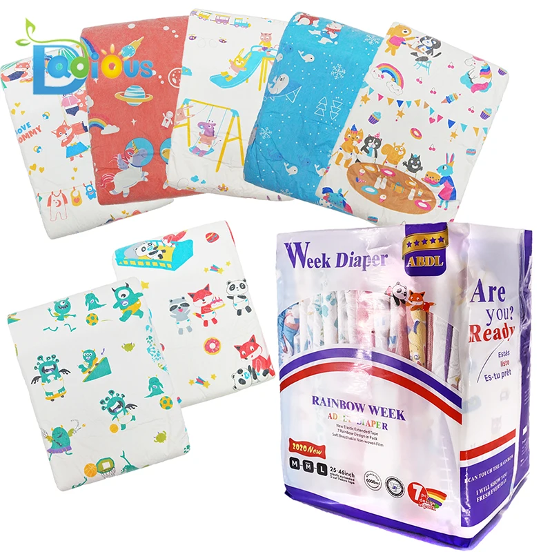 Подгузник Dadious Rainbow Week ABDL подгузник для взрослых 6000 мл 7 шт. в упаковке