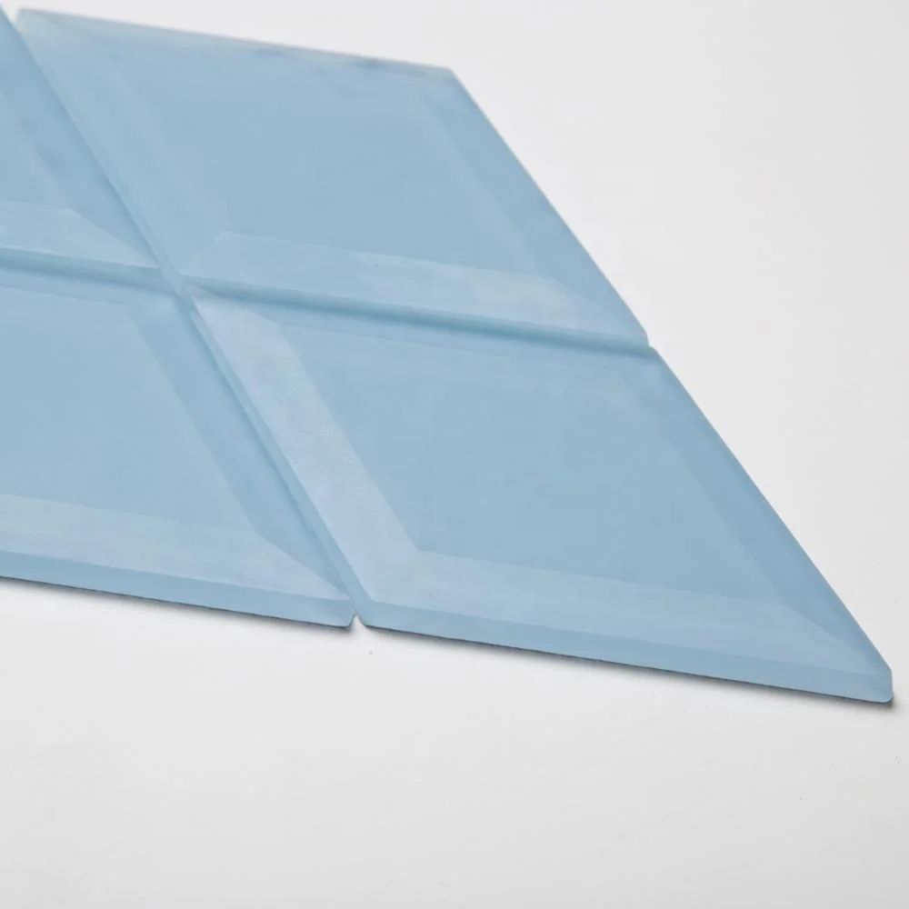 Samistone Blue Crystal Glass Beveled Diamond Mosaic Tile for Decoration