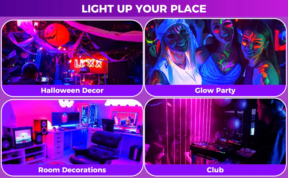 50W LED UV Lights for Glow Party 110V 220V Waterproof Blacklight Floodlight 395nm Spotlight Purple Lamp for Halloween Decor_8