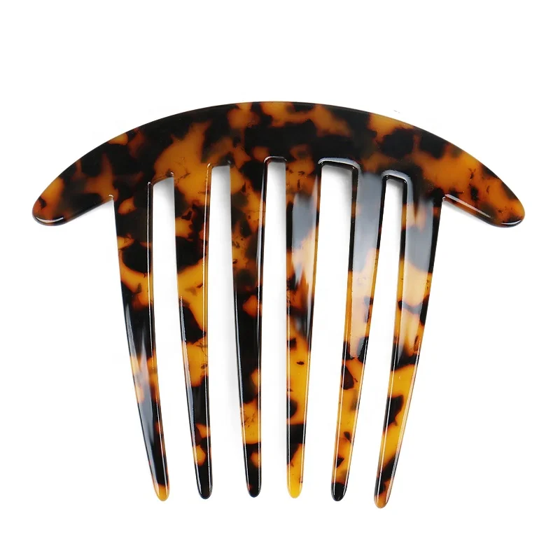 2020 Fashion Decorative Comb Cellulose Acetate Wide Tooth Comb Non Slip Ponytail Fork Comb